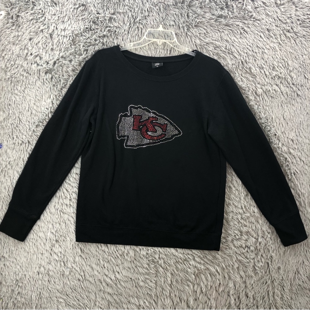 NFL Team Apparel Sweatshirt large KC Kansas City Chiefs Football Embellished - Picture 1 of 9